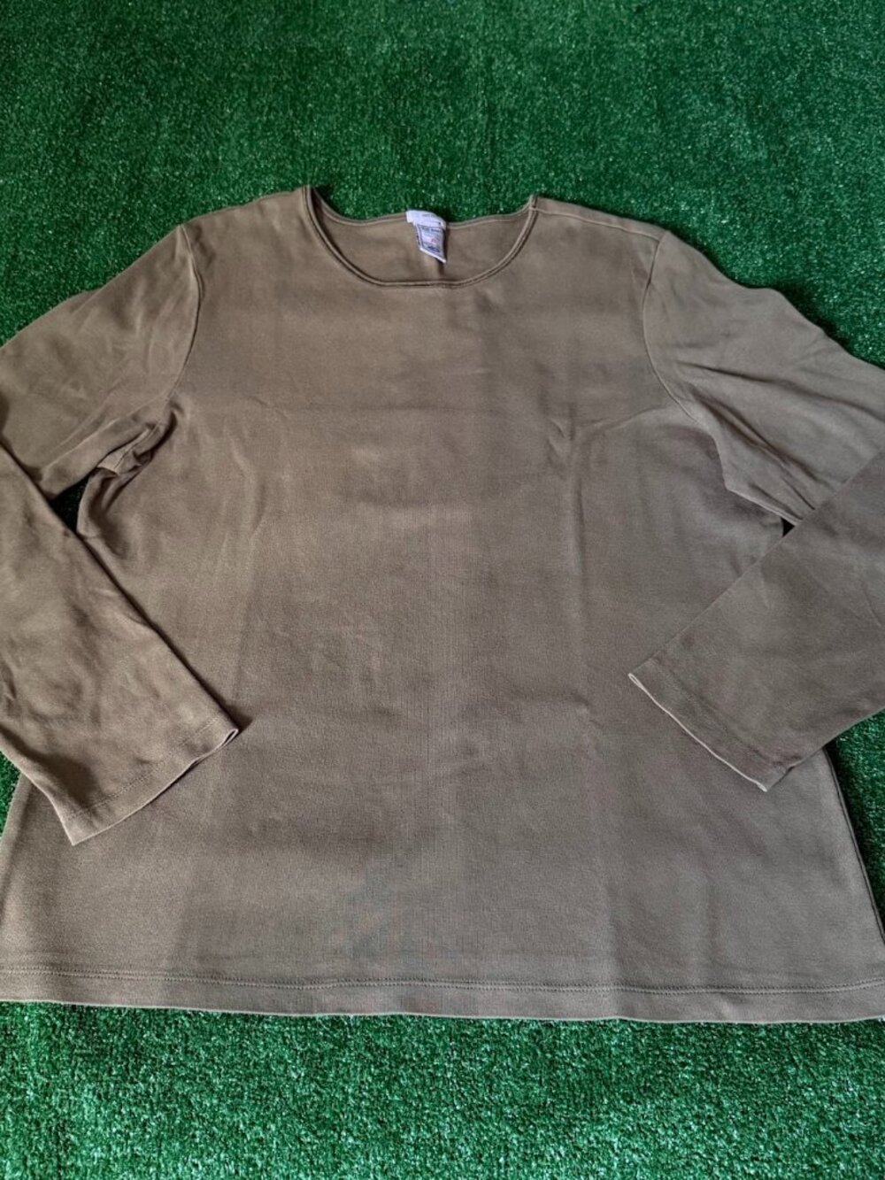 Old Navy Easy Fit Olive Green Long Sleeve Crew Neck T-Shirt Basic Top Size XL